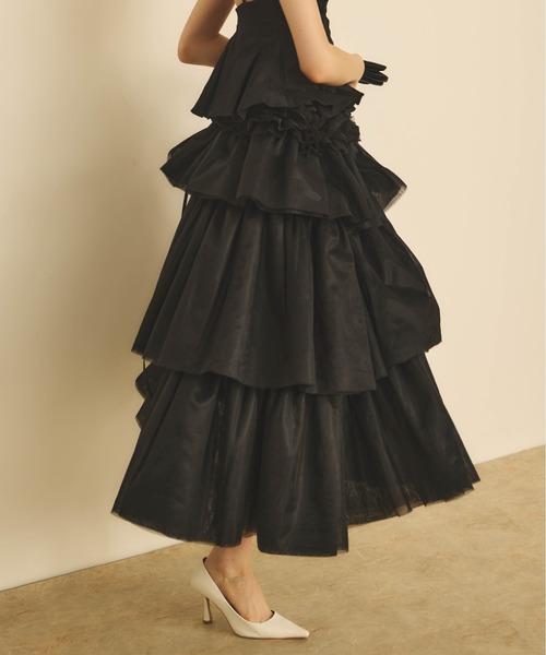 hussein chalayan スカート Shury dammittokyo 20／－ムラ糸ダンガリーバルーンギャザースカート