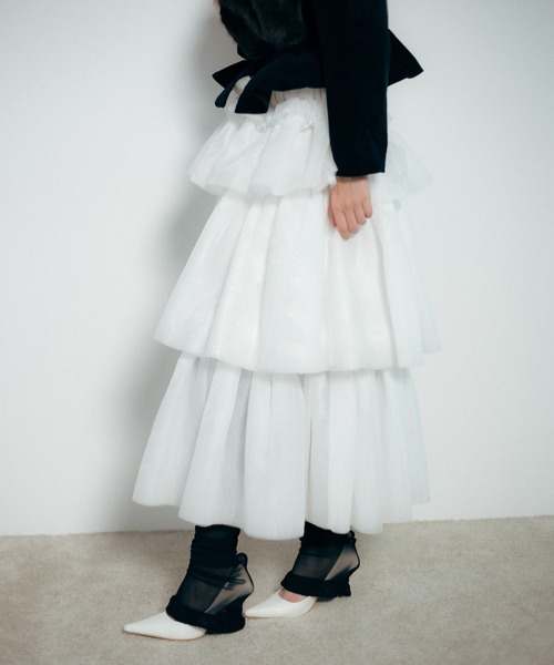 Shushu long frill tiered skirt / ティアードフリルロングスカート