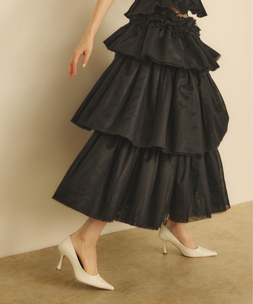 ၄*၃様 h.NAOTO FRILL とろけるマカロン ボリューム スカート Shushu long frill tiered skirt（スカート）｜Carmelo