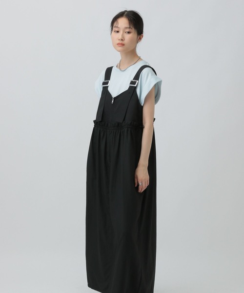 LEPSIM(レプシィム)の「異素材ドロストジャンスカ 572840(ジャンパースカート・レディース・ブラック/チャコールグレー・FREE)」の17枚目の写真