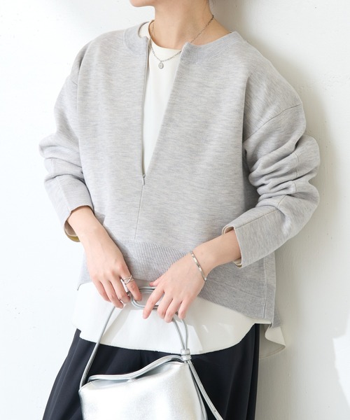 スウェットライクラウンドヘムニット（ニット/セーター）｜COLLAGE