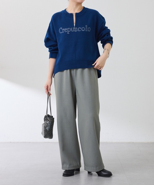 コラージュガリャルダガランテ　スウェットライクラウンドヘムニットネイビー スウェットライクラウンドヘムニット（ニット/セーター）｜COLLAGE