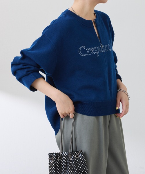 セール】スウェットライクラウンドヘムニット（ニット/セーター