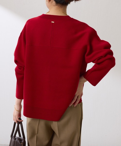 セール】スウェットライクラウンドヘムニット（ニット/セーター