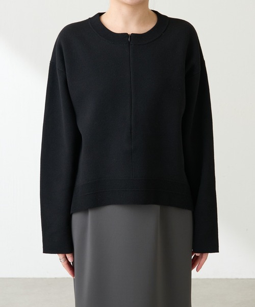 セール】スウェットライクラウンドヘムニット（ニット/セーター