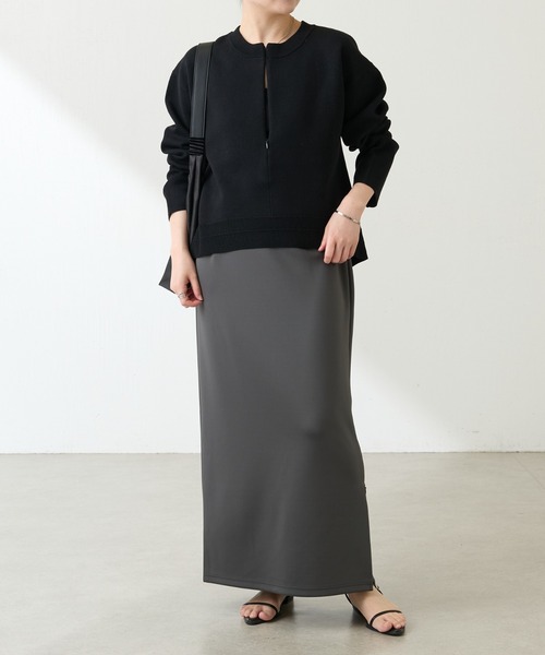 セール】スウェットライクラウンドヘムニット（ニット/セーター