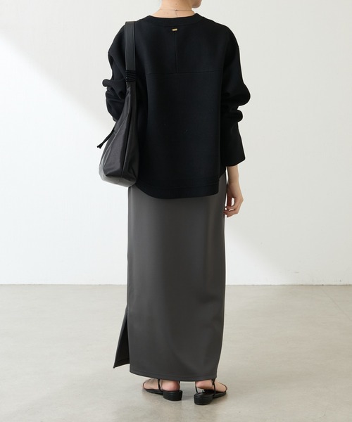 COLLAGE GALLARDAGALANTE（コラージュガリャルダガランテ）の「スウェットライクラウンドヘムニット（ニット/セーター・レディース・ライトグレー/ブラック/レッド/パープル/ベージュ/ネイビー/オフホワイト・FREE）」の9枚目の写真