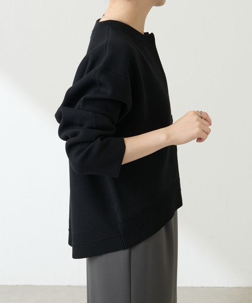 COLLAGE GALLARDAGALANTE（コラージュガリャルダガランテ）の「スウェットライクラウンドヘムニット（ニット/セーター・レディース・ライトグレー/ブラック/レッド/パープル/ベージュ/ネイビー/オフホワイト・FREE）」の11枚目の写真