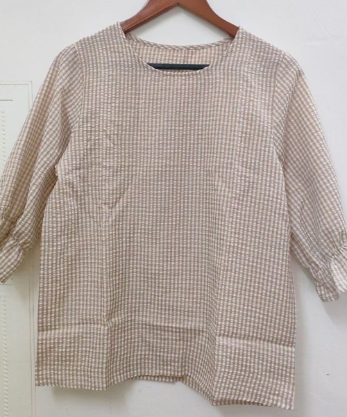 Beststore（ベストストア）の「ギンガムチェック フリル七分袖 シャツブラウス（シャツ/ブラウス・レディース・ブラウン/ネイビー/ブラック・FREE）」の12枚目の写真