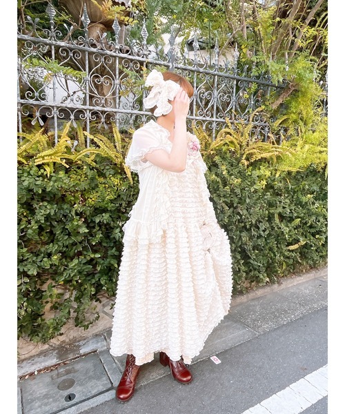 フロッキードットチュールフリ ル使いローンワンピース フロッキードットチュールフリル使いローンワンピース【公式通販】