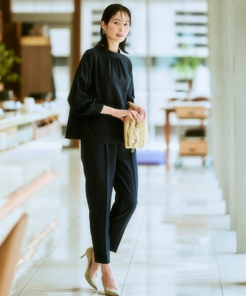 7days Life Styling（セブンデイズライフスタイリング）の「麻調合繊２WAYリボンブラウス（しわになりにくい・接触冷感・ＵＶカット・ウォッシャブル）<大きいサイズ有>（シャツ/ブラウス・レディース・チャコール/ネイビー/モカ・3L/LL/L/M/S）」の10枚目の写真