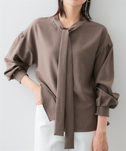 7days Life Styling（セブンデイズライフスタイリング）の「麻調合繊２WAYリボンブラウス（しわになりにくい・接触冷感・ＵＶカット・ウォッシャブル）<大きいサイズ有>（シャツ/ブラウス・レディース・チャコール/ネイビー/モカ・3L/LL/L/M/S）」の16枚目の写真