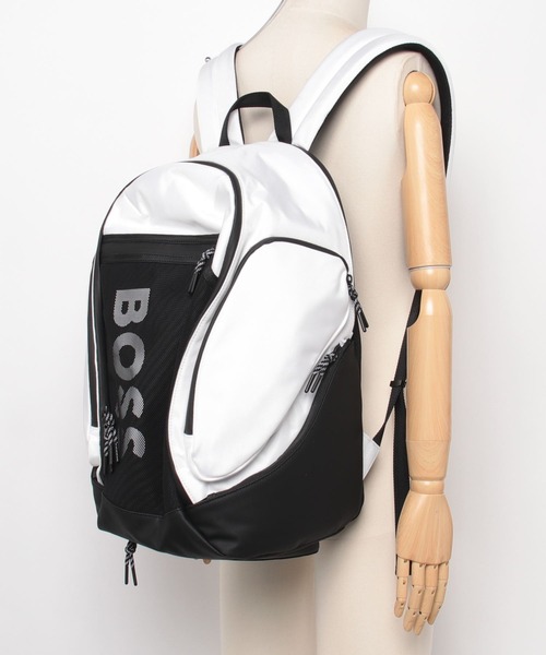 BOSS（ボス）の「ロゴバックパック メッシュ フロントポケット（バックパック/リュック・メンズ・ホワイト/ブラック・ONESIZE）」の3枚目の写真