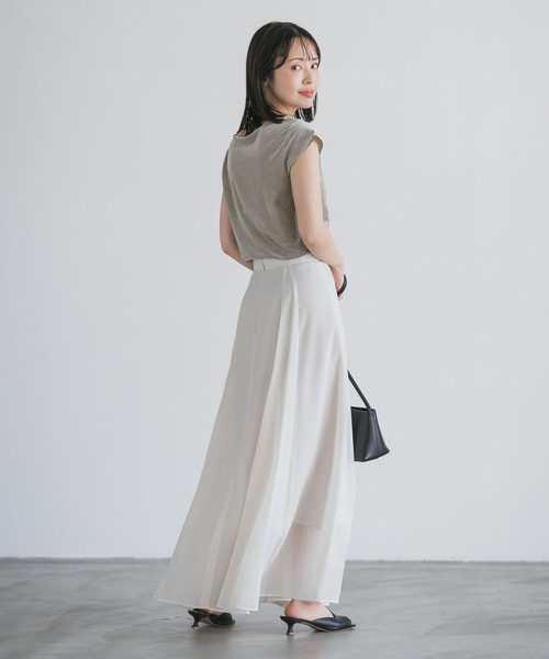 Noble(ノーブル)の「《追加》シアーベロアキャップスリーブTee(Tシャツ/カットソー・レディース・グレー/ホワイト系その他/ブラウン・FREE)」の13枚目の写真