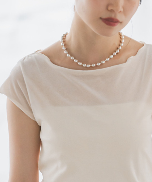 シアーベロアキャップスリーブTee　NOBLE　ノーブル シアーベロアキャップスリーブTee（Tシャツ／カットソー