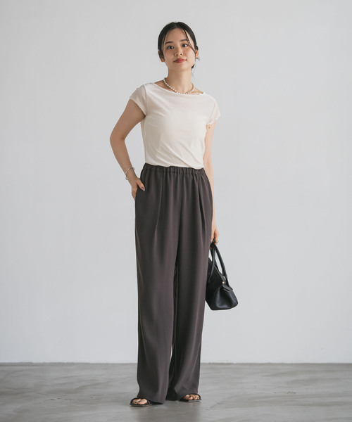 Noble(ノーブル)の「《追加》シアーベロアキャップスリーブTee(Tシャツ/カットソー・レディース・グレー/ホワイト系その他/ブラウン・FREE)」の16枚目の写真