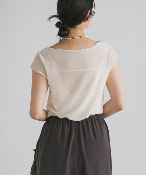 Noble(ノーブル)の「《追加》シアーベロアキャップスリーブTee(Tシャツ/カットソー・レディース・グレー/ホワイト系その他/ブラウン・FREE)」の20枚目の写真