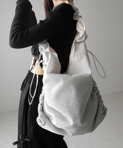 【うささん  ⁠U•⁠ᴥ⁠•⁠U⁠】ハンドメイドシャーリングバッグ S/S(エスバイエス)】＜ウォッシャブル＞チュールシャーリング
