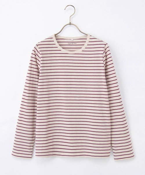 Honeys（ハニーズ）の「オーガニックボーダーＴ（Tシャツ/カットソー・レディース・ネイビー系1/ブラック×ベージュ/グレー系その他/ネイビー系2/パープル系その他・LL/L/S/M）」の17枚目の写真