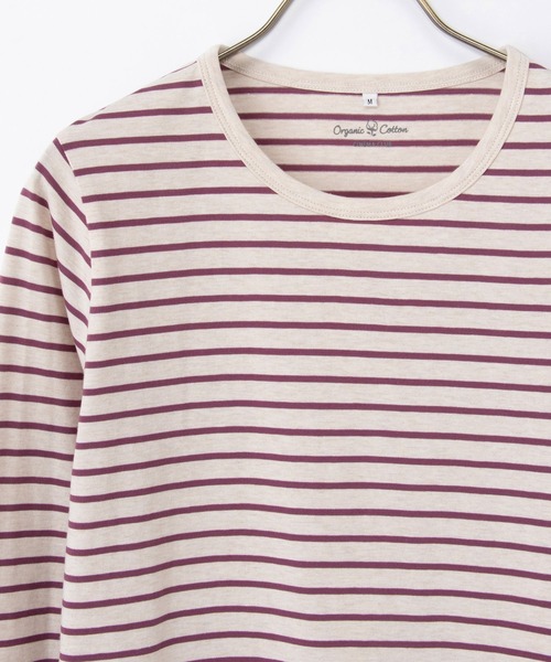 Honeys（ハニーズ）の「オーガニックボーダーＴ（Tシャツ/カットソー・レディース・ネイビー系1/ブラック×ベージュ/グレー系その他/ネイビー系2/パープル系その他・LL/L/S/M）」の18枚目の写真
