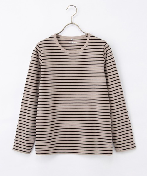 Honeys（ハニーズ）の「オーガニックボーダーＴ（Tシャツ/カットソー・レディース・ネイビー系1/ブラック×ベージュ/グレー系その他/ネイビー系2/パープル系その他・LL/L/S/M）」の21枚目の写真