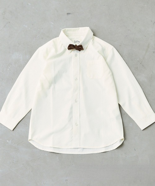 Fluffy BROTHERS（フラッフィーブラザーズ）の「BOYSセットアップシャツ（シャツ/ブラウス・キッズ・ブラウン/オフホワイト・100/110/120/130/140）」の2枚目の写真