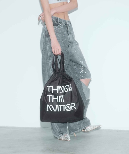 THINGS THAT MATTER(シングス ザット マター)の「TTM DRAWSTRING BAG / TTMドローストリングバッグ(エコバッグ/サブバッグ・レディース・ブラック・FREE)」の2枚目の写真