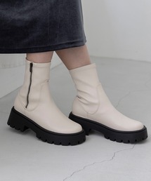 厚底 ストレッチ ショートブーツ