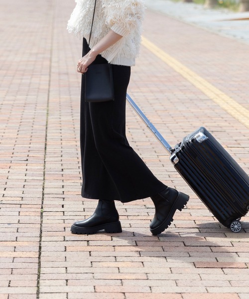 welleg（ウェレッグ）の「厚底 ストレッチ ショートブーツ（ブーツ・レディース・ブラック/ダークブラウン/アイボリー・M/L/LL/S）」の17枚目の写真