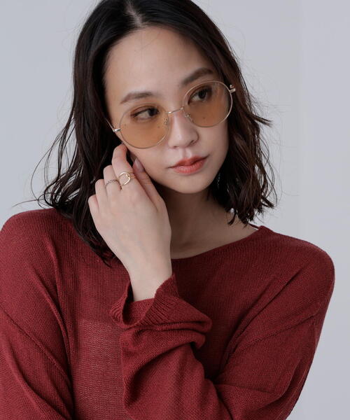 FREE'S MART（フリーズマート）の「ラウンドサングラス（サングラス・レディース・ホワイト/ブラウン・ﾌﾘ-）」の2枚目の写真