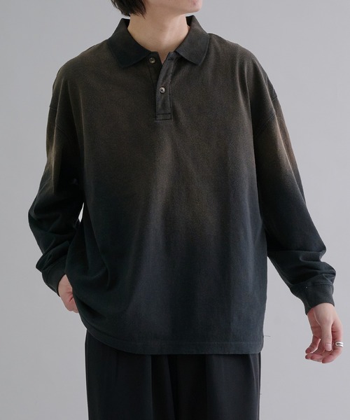 epnok（エプノック）の「フェードカラールーズポロシャツ（ポロシャツ・メンズ・ブラック/グレイッシュブルー/ブラック系・SMALL/MEDIUM/LARGE）」の3枚目の写真