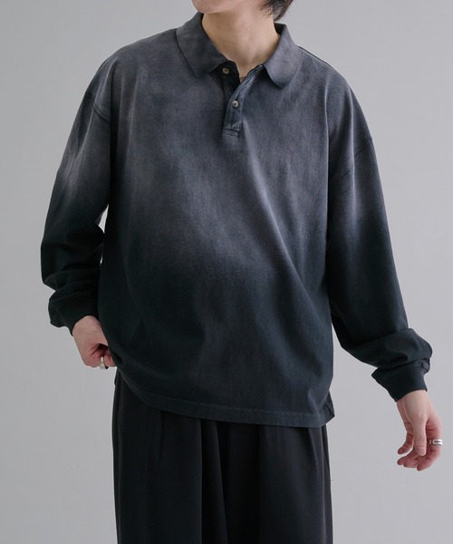 epnok（エプノック）の「フェードカラールーズポロシャツ（ポロシャツ・メンズ・ブラック/グレイッシュブルー/ブラック系・SMALL/MEDIUM/LARGE）」の2枚目の写真