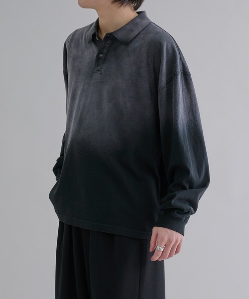epnok（エプノック）の「フェードカラールーズポロシャツ（ポロシャツ・メンズ・ブラック/グレイッシュブルー/ブラック系・SMALL/MEDIUM/LARGE）」の8枚目の写真