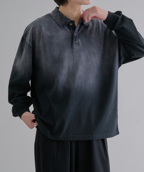 epnok（エプノック）の「フェードカラールーズポロシャツ（ポロシャツ・メンズ・ブラック/グレイッシュブルー/ブラック系・SMALL/MEDIUM/LARGE）」の5枚目の写真