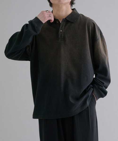 epnok（エプノック）の「フェードカラールーズポロシャツ（ポロシャツ・メンズ・ブラック/グレイッシュブルー/ブラック系・SMALL/MEDIUM/LARGE）」の17枚目の写真