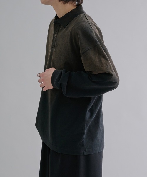 epnok（エプノック）の「フェードカラールーズポロシャツ（ポロシャツ・メンズ・ブラック/グレイッシュブルー/ブラック系・SMALL/MEDIUM/LARGE）」の18枚目の写真