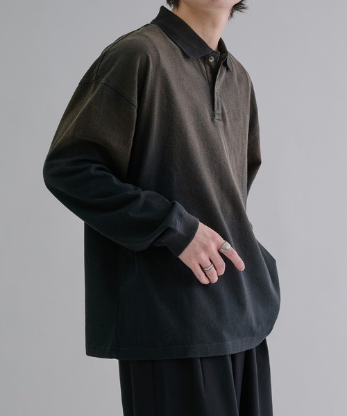 epnok（エプノック）の「フェードカラールーズポロシャツ（ポロシャツ・メンズ・ブラック/グレイッシュブルー/ブラック系・SMALL/MEDIUM/LARGE）」の20枚目の写真