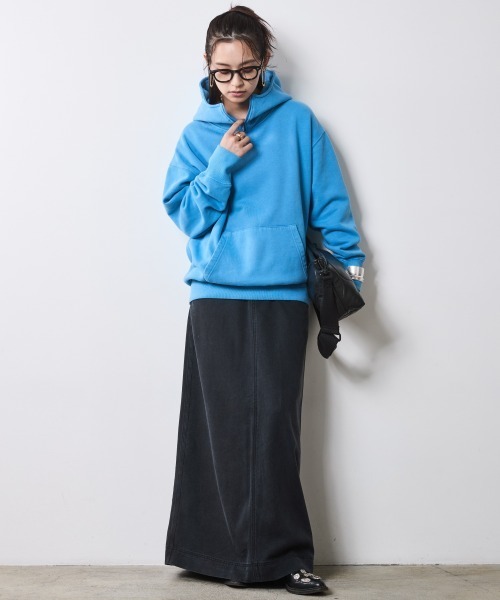 綿100％ピグメント染裏起毛フーディ＜大きいサイズ有＞シックスタイル