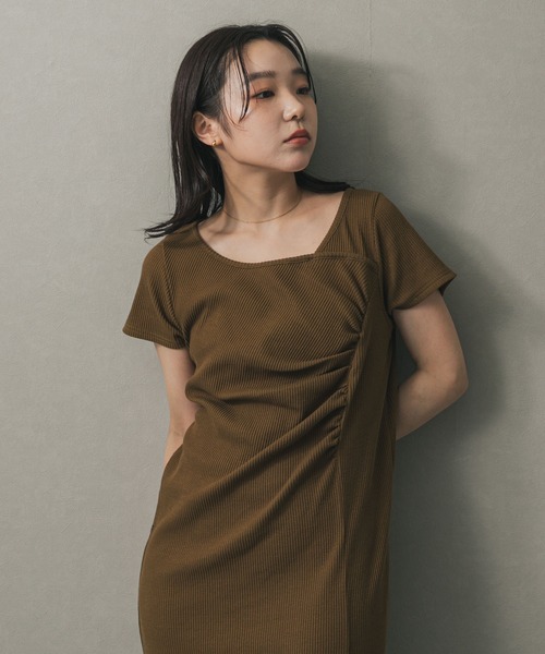 SENSE OF PLACE by URBAN RESEARCH（センスオブプレイスバイアーバンリサーチ）の「アシメネックリブワンピース（ワンピース・レディース・ベージュ/チャコールグレー/キャメル・S/ONE）」の15枚目の写真