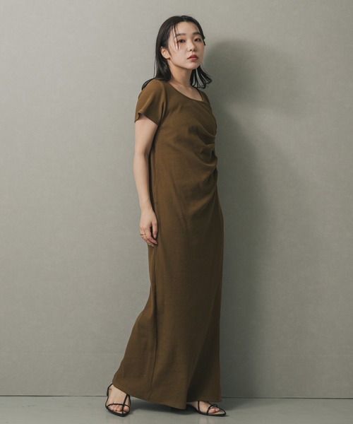 SENSE OF PLACE by URBAN RESEARCH（センスオブプレイスバイアーバンリサーチ）の「アシメネックリブワンピース（ワンピース・レディース・ベージュ/チャコールグレー/キャメル・S/ONE）」の8枚目の写真