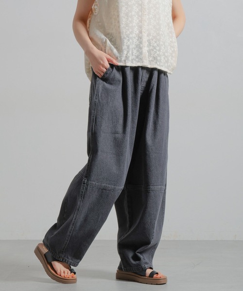 studio CLIP（スタディオクリップ）の「バレルデニムパンツ[プチ・プラスサイズあり]《CLIP denim》（デニムパンツ・レディース・ブルー/ブラウン/ブラック・LARGE/ﾌﾘｰ(L)/PF/MEDIUM）」の5枚目の写真