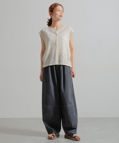 studio CLIP（スタディオクリップ）の「バレルデニムパンツ[プチ・プラスサイズあり]《CLIP denim》（デニムパンツ・レディース・ブルー/ブラウン/ブラック・LARGE/ﾌﾘｰ(L)/PF/MEDIUM）」の8枚目の写真