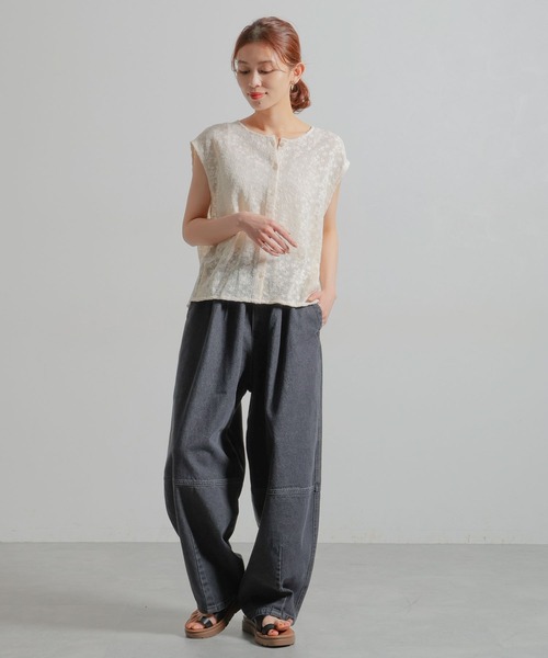 studio CLIP（スタディオクリップ）の「バレルデニムパンツ[プチ・プラスサイズあり]《CLIP denim》（デニムパンツ・レディース・ブルー/ブラウン/ブラック・LARGE/ﾌﾘｰ(L)/PF/MEDIUM）」の9枚目の写真