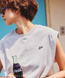 Coca Cola | 【Coca-Cola】【汗染み加工・セットアップ対応】ラメ入りミニ裏毛フレンチスリーブTシャツ(Tシャツ/カットソー)