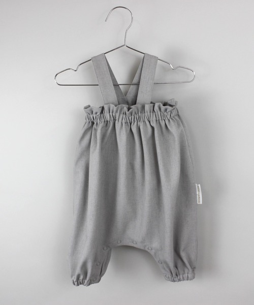 maarook(マルーク)の「杢ツイルリボンbabyロンパース(ロンパース・キッズ・グレー/オートミール・80cm/70cm)」の1枚目の写真