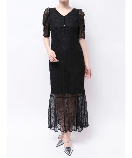 MERCURYDUO(マーキュリーデュオ)の「レースナローマーメイドドレスワンピース(ドレス・レディース・ブラック/ラベンダー・SMALL/MEDIUM)」の2枚目の写真