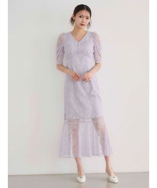 MERCURYDUO(マーキュリーデュオ)の「レースナローマーメイドドレスワンピース(ドレス・レディース・ブラック/ラベンダー・SMALL/MEDIUM)」の4枚目の写真
