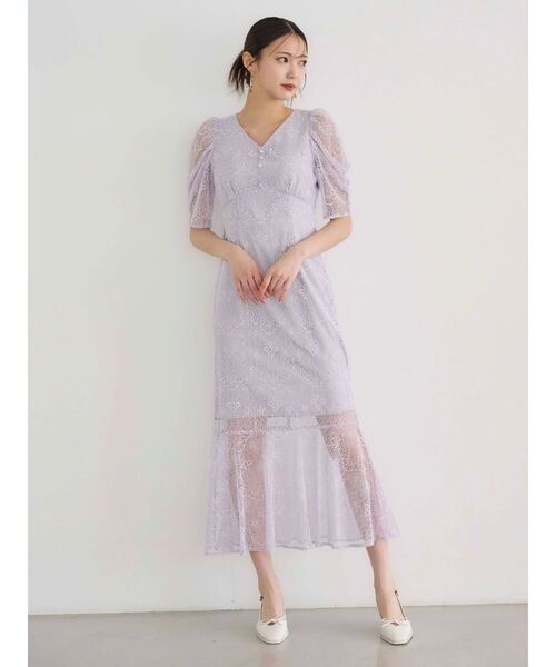 MERCURYDUO(マーキュリーデュオ)の「レースナローマーメイドドレスワンピース(ドレス・レディース・ブラック/ラベンダー・SMALL/MEDIUM)」の5枚目の写真