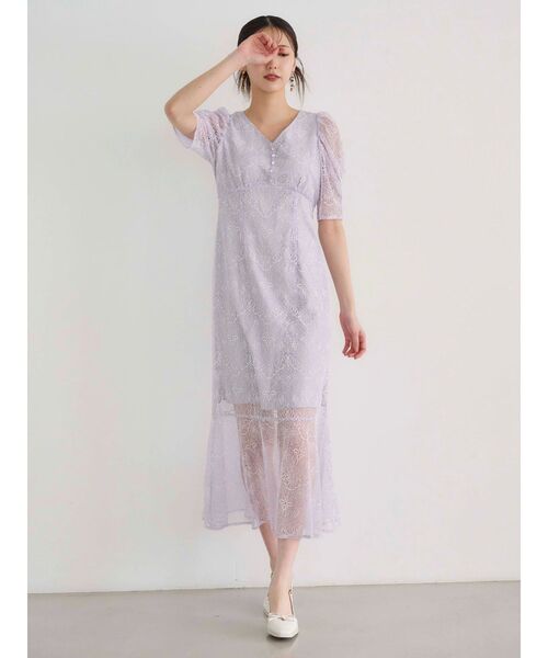 MERCURYDUO(マーキュリーデュオ)の「レースナローマーメイドドレスワンピース(ドレス・レディース・ブラック/ラベンダー・SMALL/MEDIUM)」の6枚目の写真
