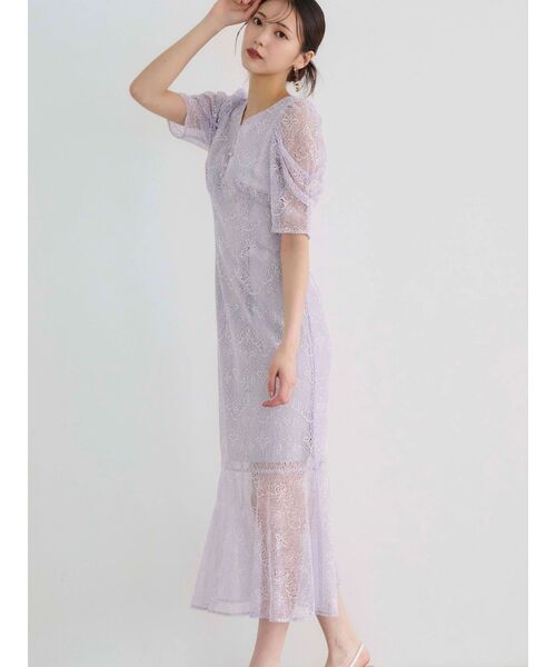 MERCURYDUO(マーキュリーデュオ)の「レースナローマーメイドドレスワンピース(ドレス・レディース・ブラック/ラベンダー・SMALL/MEDIUM)」の7枚目の写真